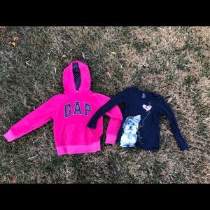 Girls Gap hoodie and long sleeve tee shirt